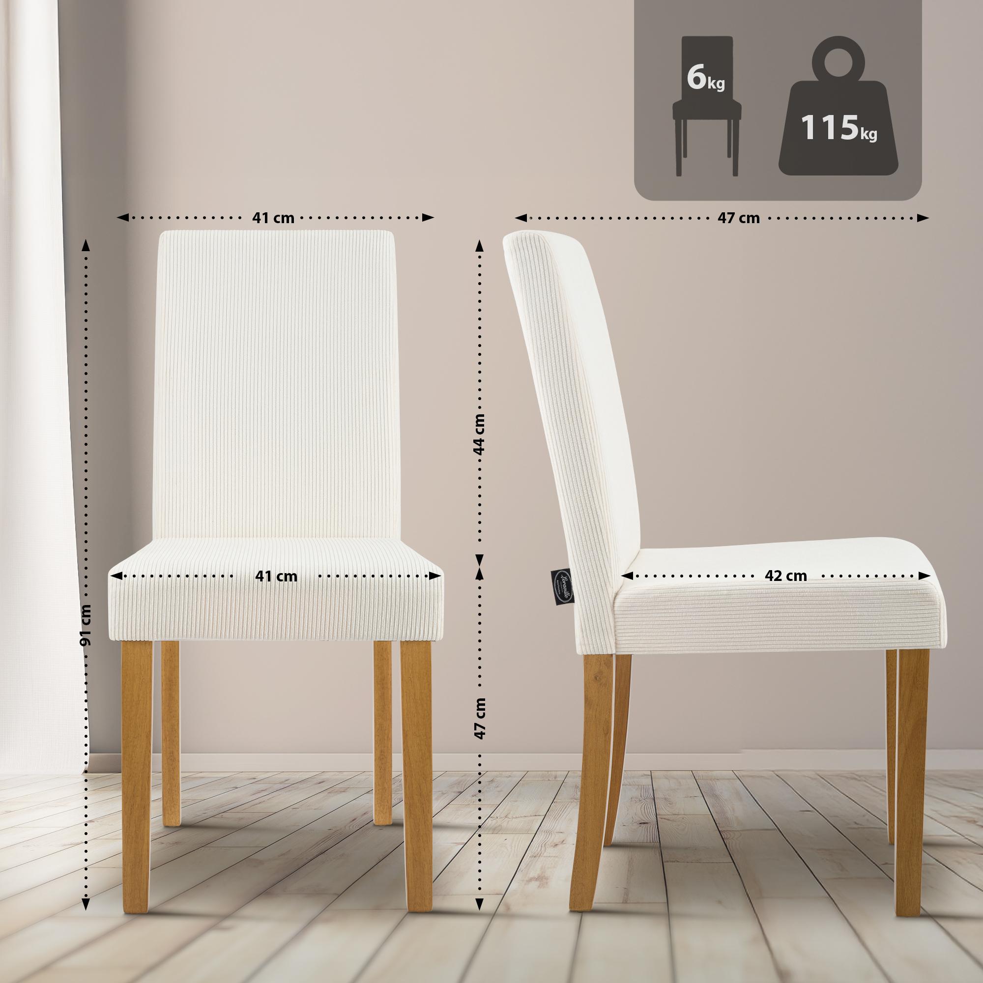 2er Set Esszimmerstuhl Ina Cord Antik Hell