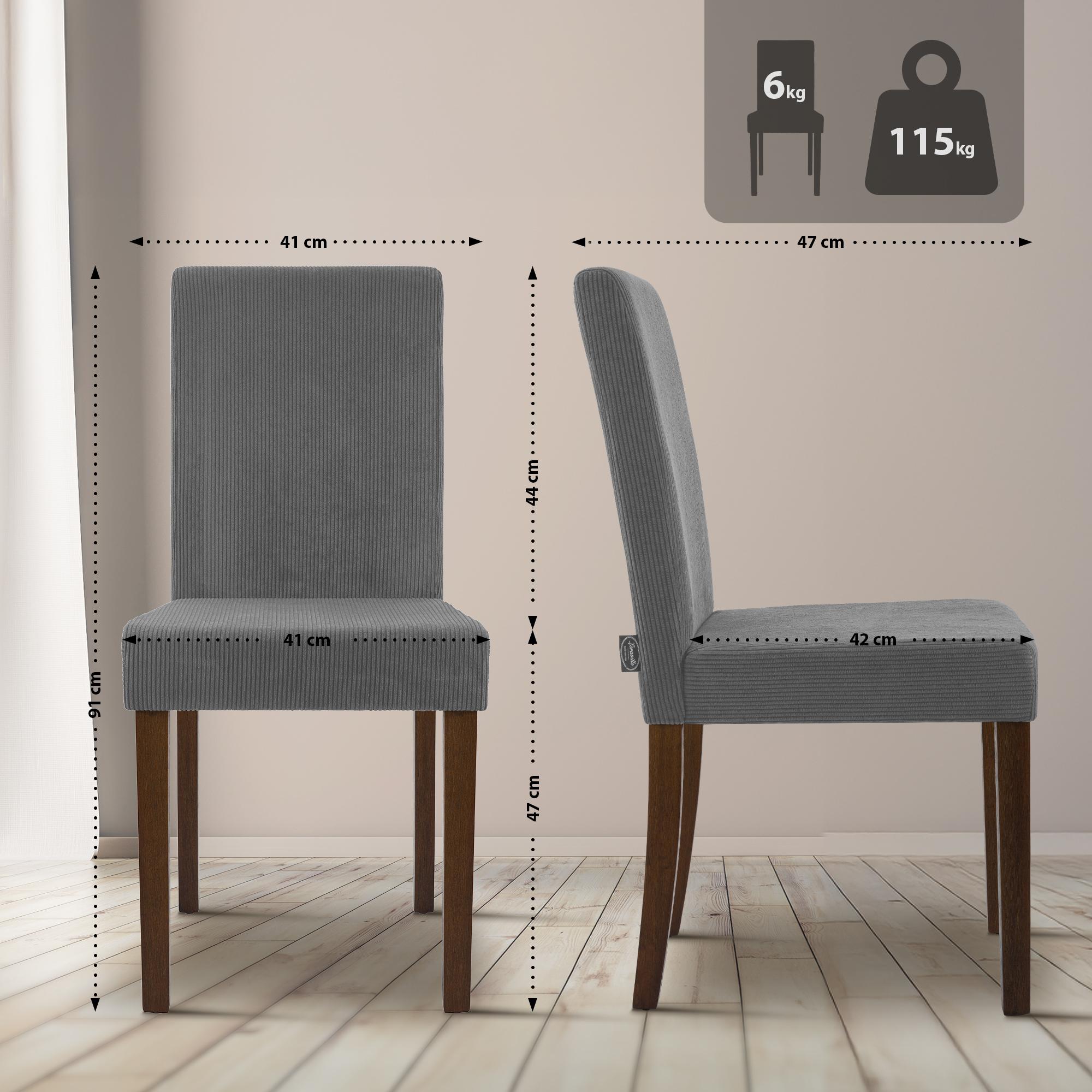 2er Set Esszimmerstuhl Ina Cord Antik Dunkel