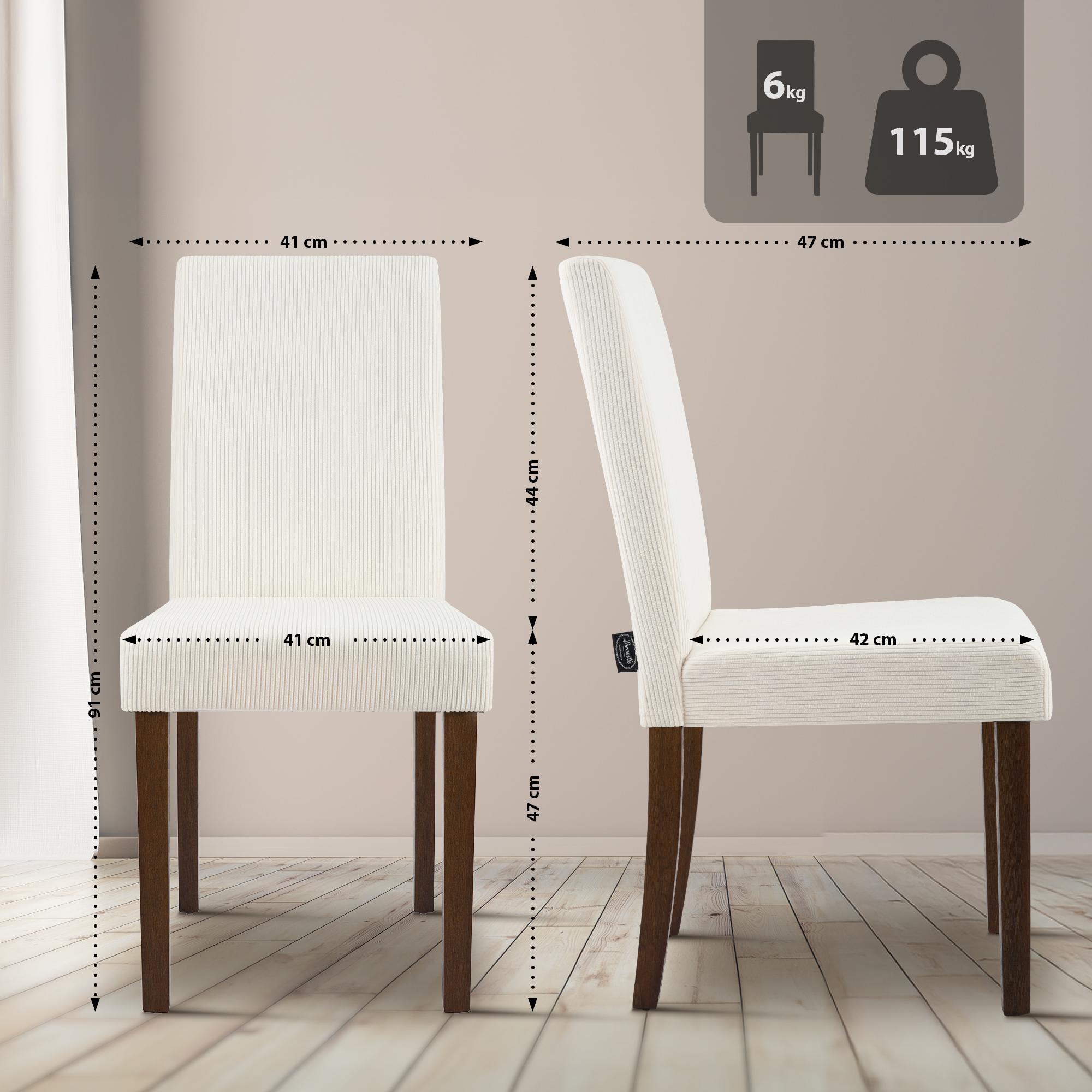 2er Set Esszimmerstuhl Ina Cord Antik Dunkel