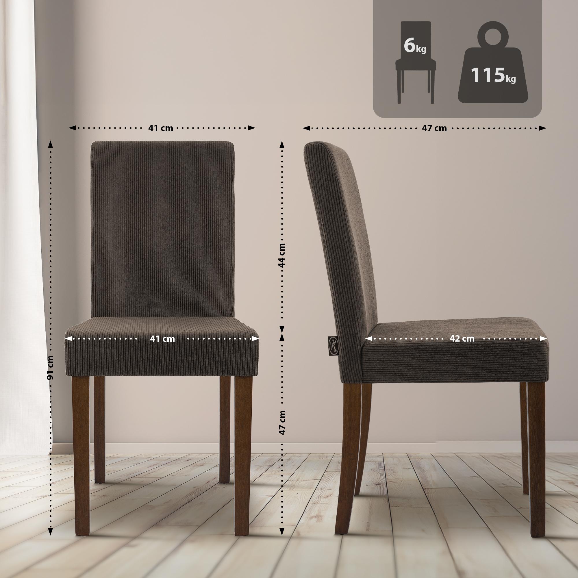 2er Set Esszimmerstuhl Ina Cord Antik Dunkel