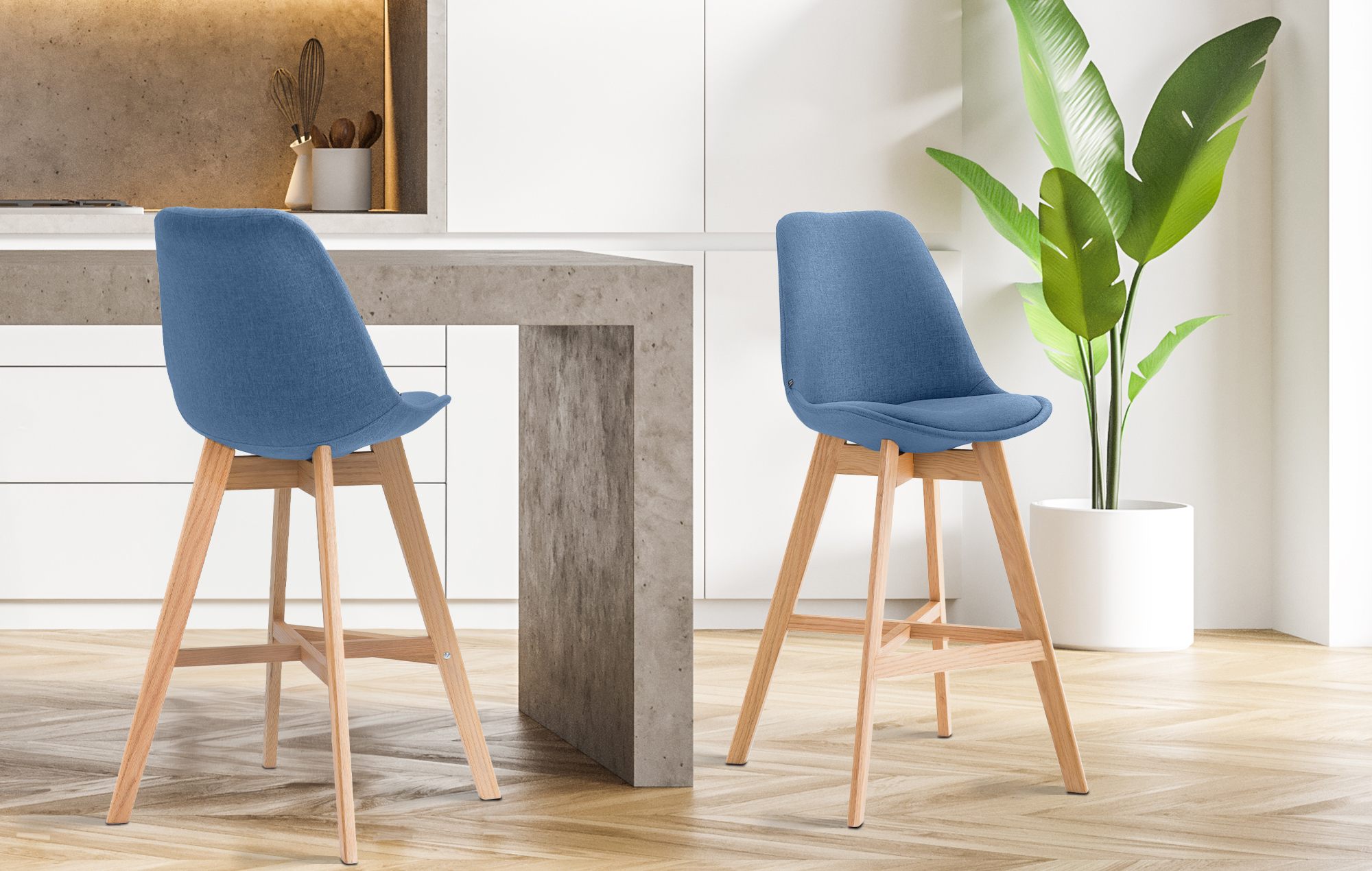 2er Set Barhocker Cannes Stoff Natura