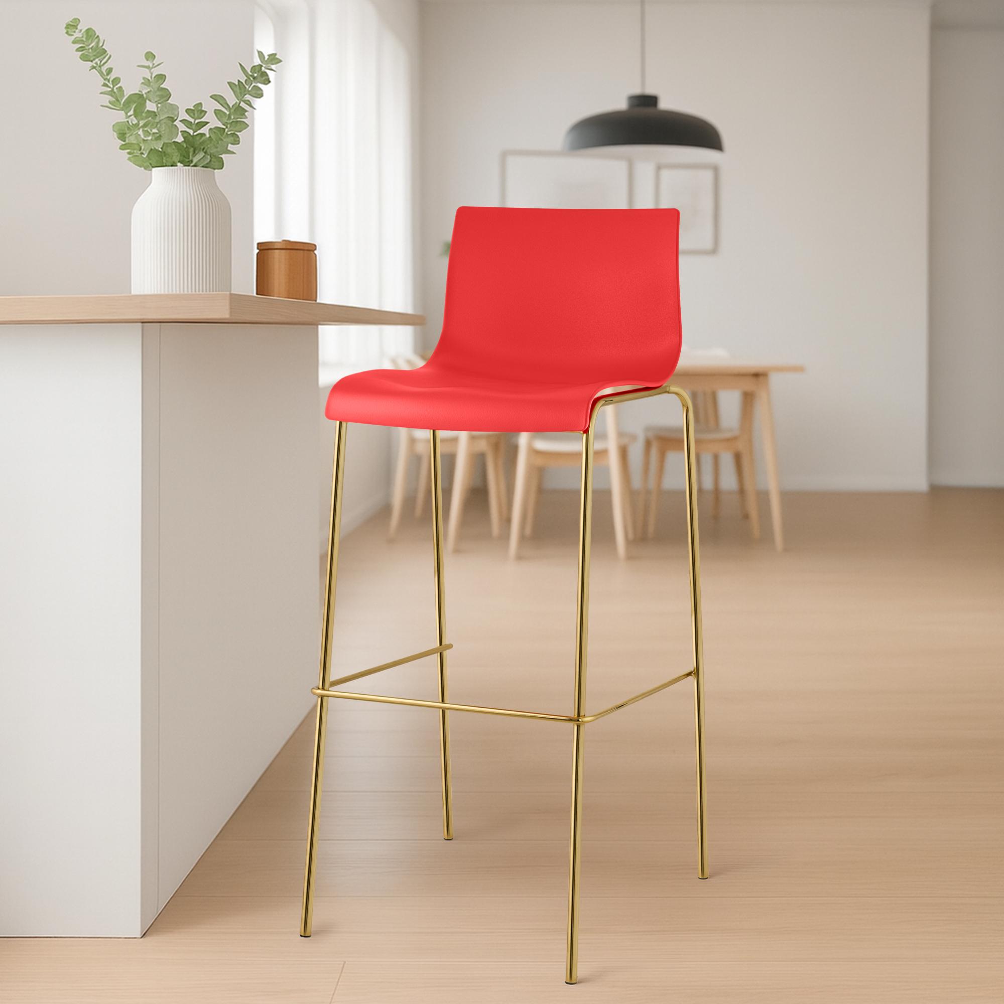2er Set Barhocker Hoover Kunststoff 4-Fuß Gold
