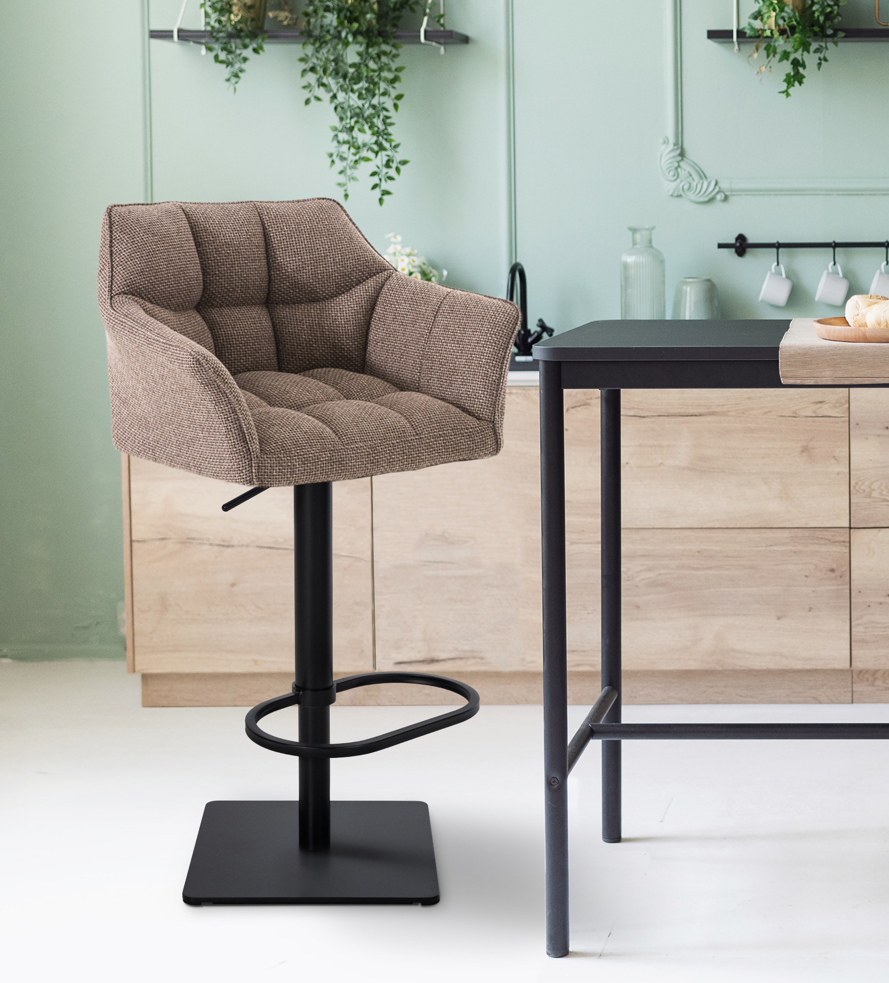 2er Set Barhocker Damaso Stoff Schwarz