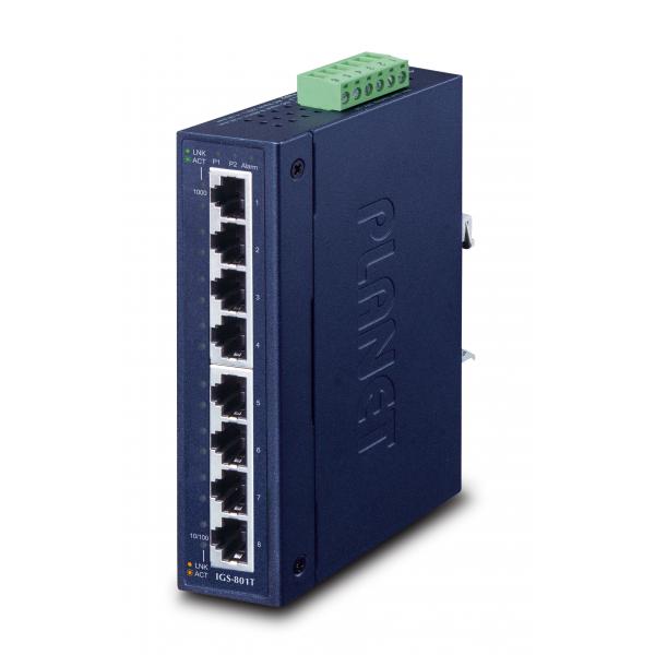 Planet IgS-801t Switch Di Rete Non Gestito L2 Gigabit Ethernet [10/100/1000] Blu (ip30 Slim Type 8-P Industrial - Gigabit Ethernet Switch [-40 - To 7