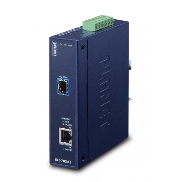 Planet IxT-705at Convertitore Multimediale Di Rete 20000 Mbit/s Blu (industrial 10g/5g/2.5g/1g/100m - Copper To 10gbasE-X Sfp+ - Media Converter [-40
