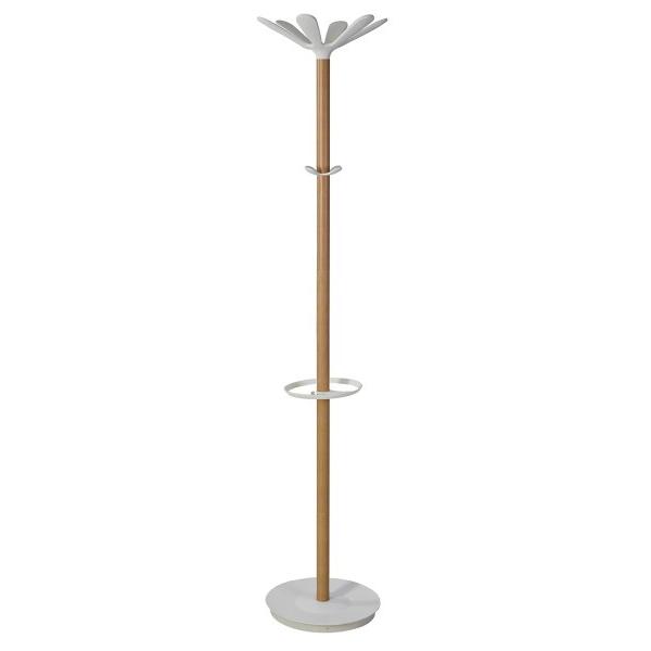 Alba Wooden Coat Stand With 6 Pegs And 4 Mini Pegs Light Wood And White - Pmnahow bc