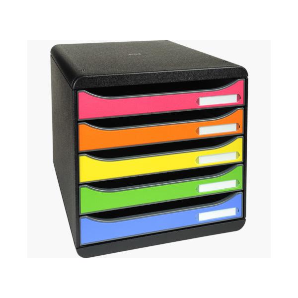Exacompta 309798d Cassettiera Ufficio Nero (exacompta Big Box+ 5 Drawer Set Open Black/harlequin - 309798d)