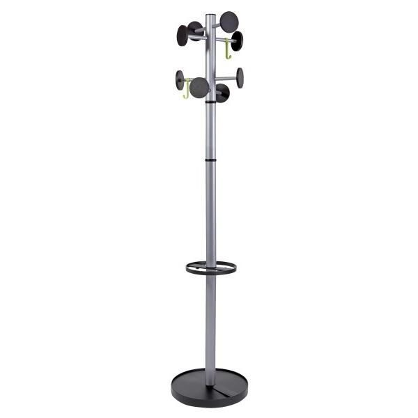 Alba Stan Coat Stand 8 Pegs And 2 Hooks 5kg Weighted Base 48 X 355 X 1750mm Silver Grey/black - Pmstan3 M