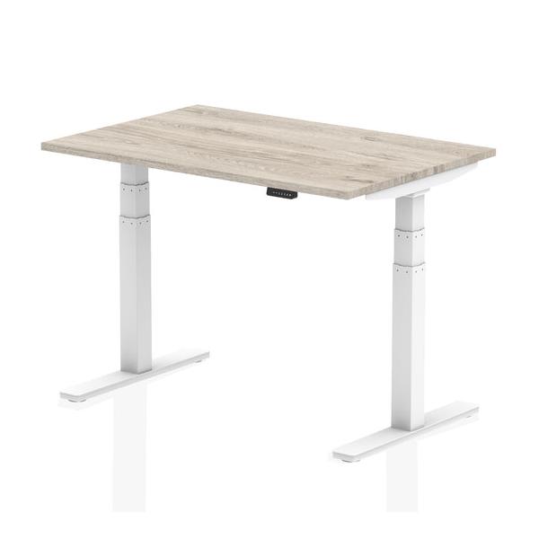 Dynamic Air Grigio, Bianco (dynamic Air 1200 X 800mm Height Adjustable Desk Grey Oak Top White Leg Ha01162 Dd)