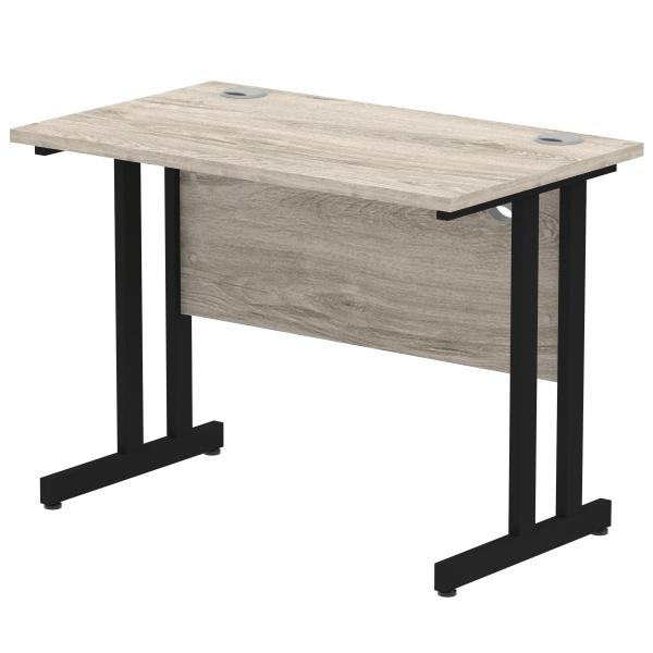 Dynamic I004304 Scrivania (impulse 1000 X 600mm Straight Desk Grey Oak Top Black Cantilever Leg I004304 Dd)