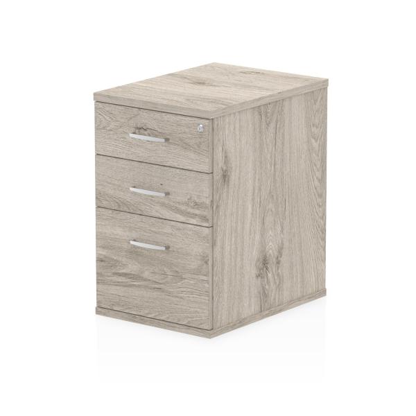 Dynamic I003221 Cassettiera Ufficio Quercia, Grigio Truciolare Rivestito Di Melamina [mfc] (impulse 600mm Deep 3 Drawer Desk High Pedestal Grey Oak I
