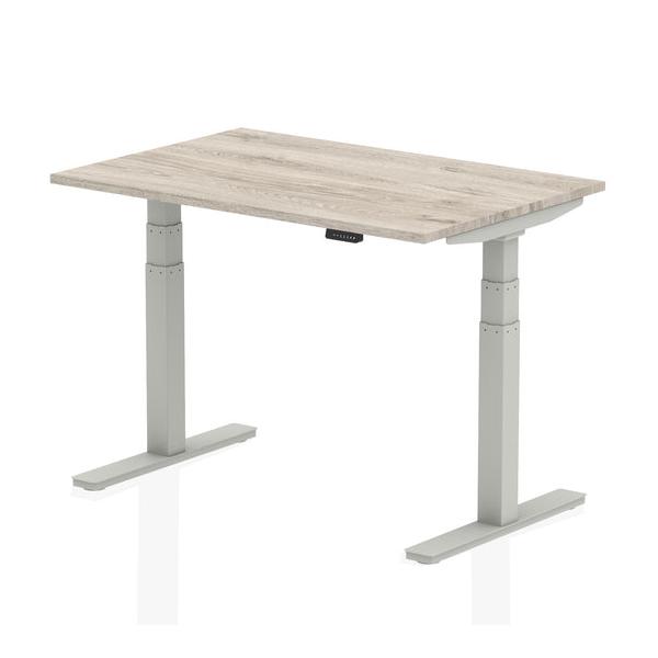 Dynamic Air Grigio, Argento (dynamic Air 1200 X 800mm Height Adjustable Desk Grey Oak Top Silver Leg Ha01161 Dd)