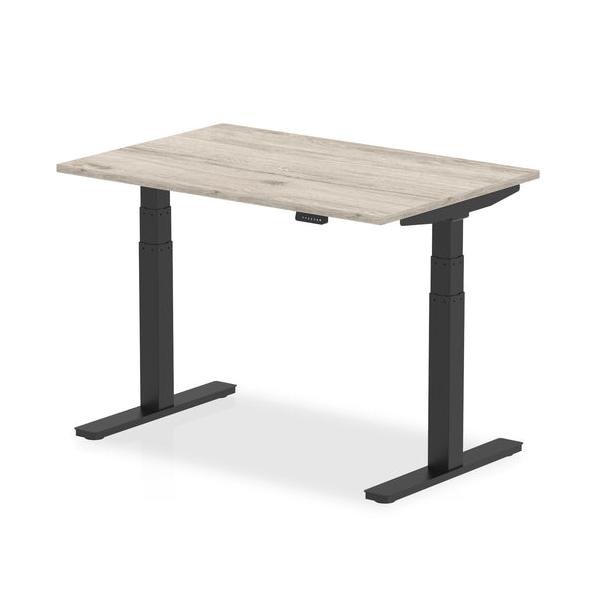 Dynamic Air Grigio (dynamic Air 1200 X 800mm Height Adjustable Desk Grey Oak Top Black Leg Ha01245 Dd)