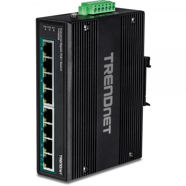Trendnet TI-Pg80b Switch Di Rete Gigabit Ethernet [10/100/1000] Supporto Power Over Ethernet [poe] Nero (trendnet TI-Pg80b 8-Port Industrial Gigabit