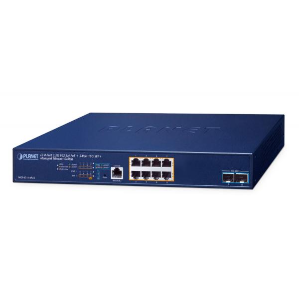 Planet Layer 3, 8-Port 2.5gbasE-T Gestito L3 2.5g Ethernet [100/1000/2500] Supporto Power Over Ethernet [poe] 1u Blu (layer 3, 8-Port 2.5gbasE-T - 80