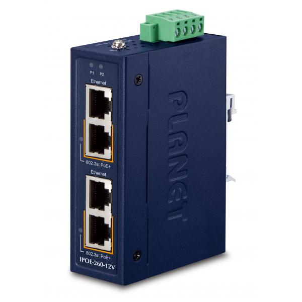 Planet Industrial 2-Port 10/100/1000t Gigabit Ethernet [10/100/1000] Supporto Power Over Ethernet [poe] Blu (industrial 2-Port 10/100/1000t - 802.3at