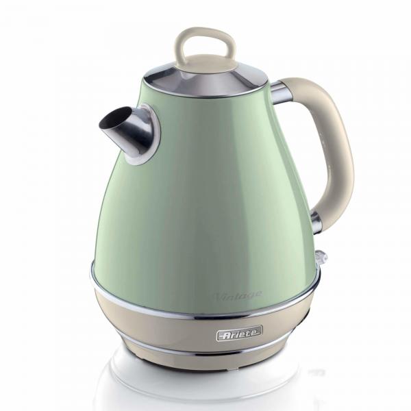 Ariete 2869 Bollitore Elettrico 1,7 Litri Di Design - Infusi, Tè E Tisane - Autospegnimento - 2000 Watt - Acciaio Inox - Linea Vintage - Verde (ariet