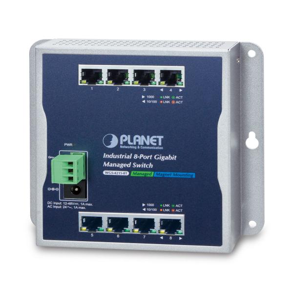 Planet WgS-4215-8t Switch Di Rete Gestito Gigabit Ethernet [10/100/1000] Nero (ip30, Ipv6/ipv4, 8-P 1000tp - WalL-Mount Managed Ethernet - Switch [-4