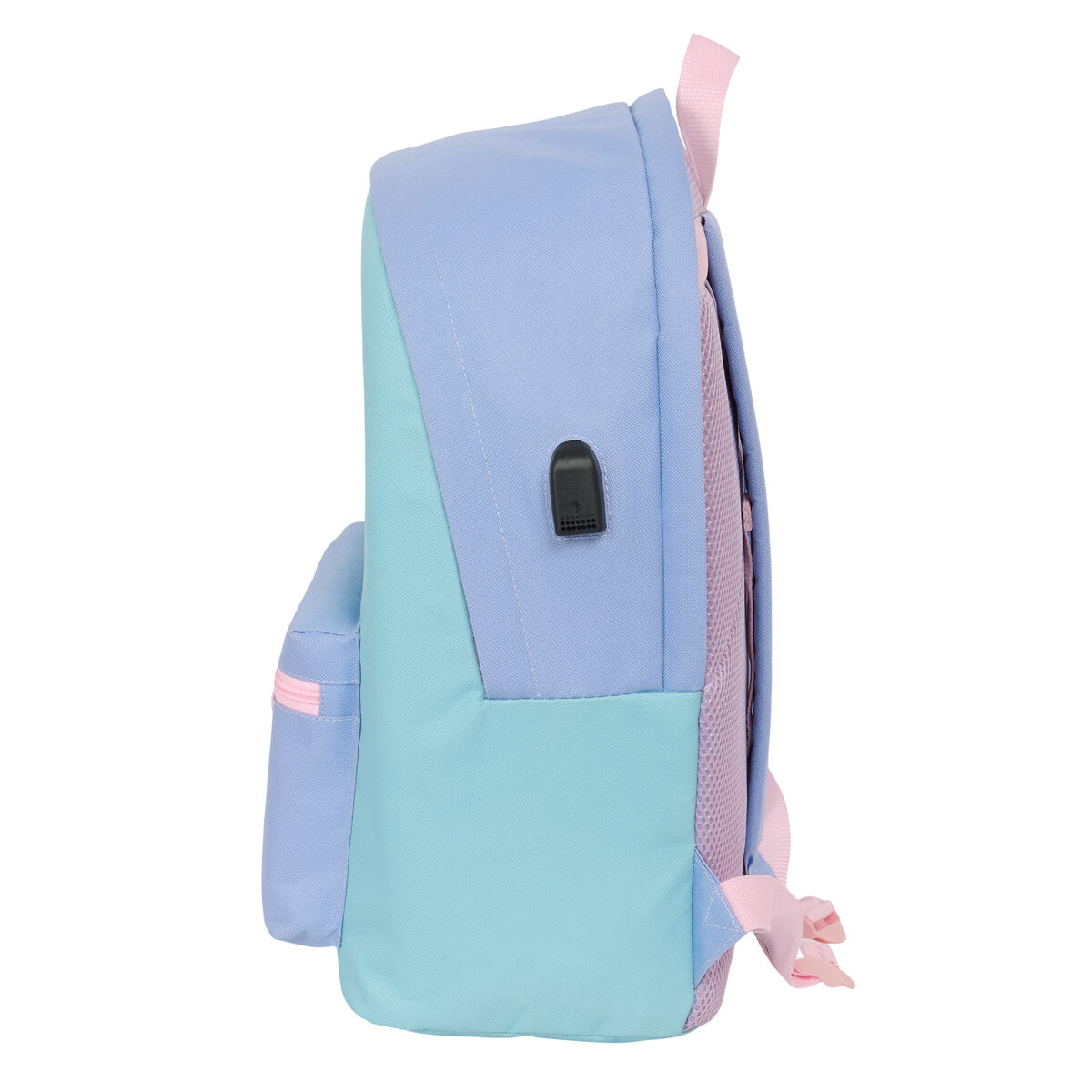 Zaino Per Pc Portatile E Tablet Con Uscita Usb Munich Mellow Azzurro Rosa Celeste - Image 4