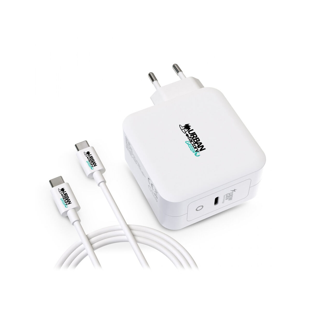 Caricabatterie Da Parete + Cavo Usb C Urban Factory Gsc10uf Bianco