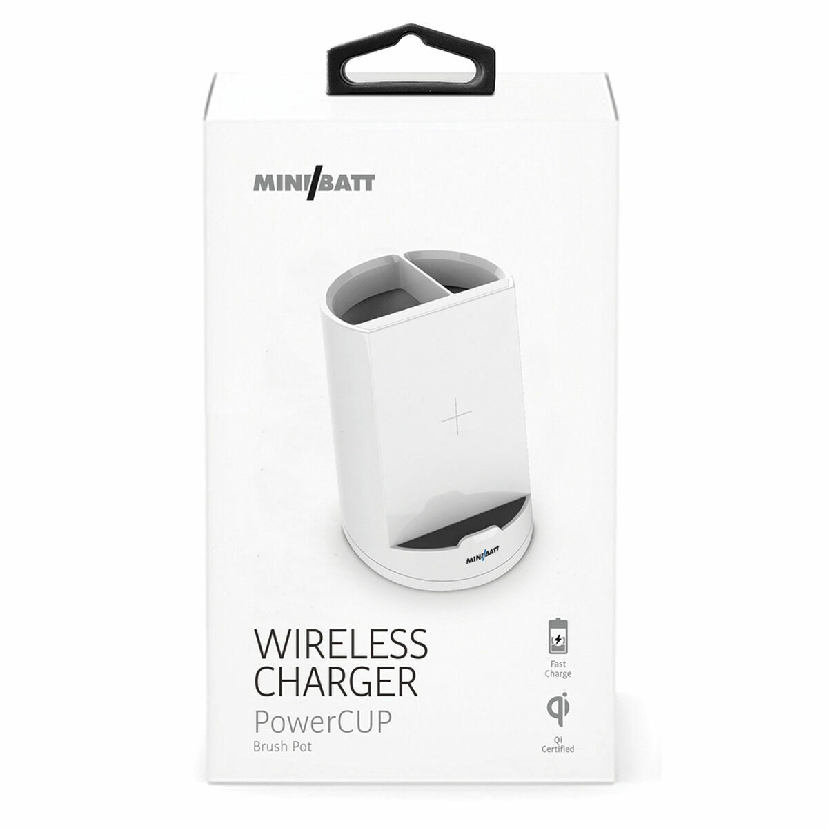 Caricabatterie Senza Fili Con Supporto Per Cellulari Minibatt Powercup Portapenne Bianco