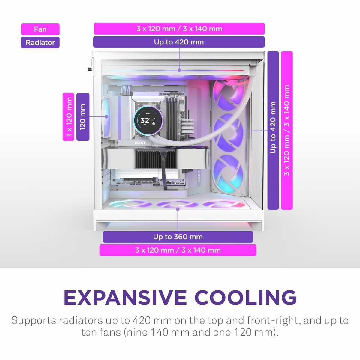Case Computer Desktop Atx Nzxt CM-H92fW-R1 Bianco - Image 5