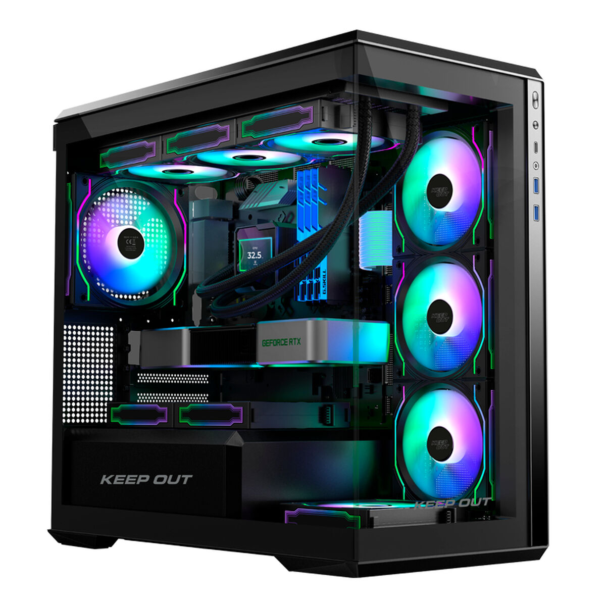 Case Computer Desktop Atx Keep Out XC-905 Pro+ Nero