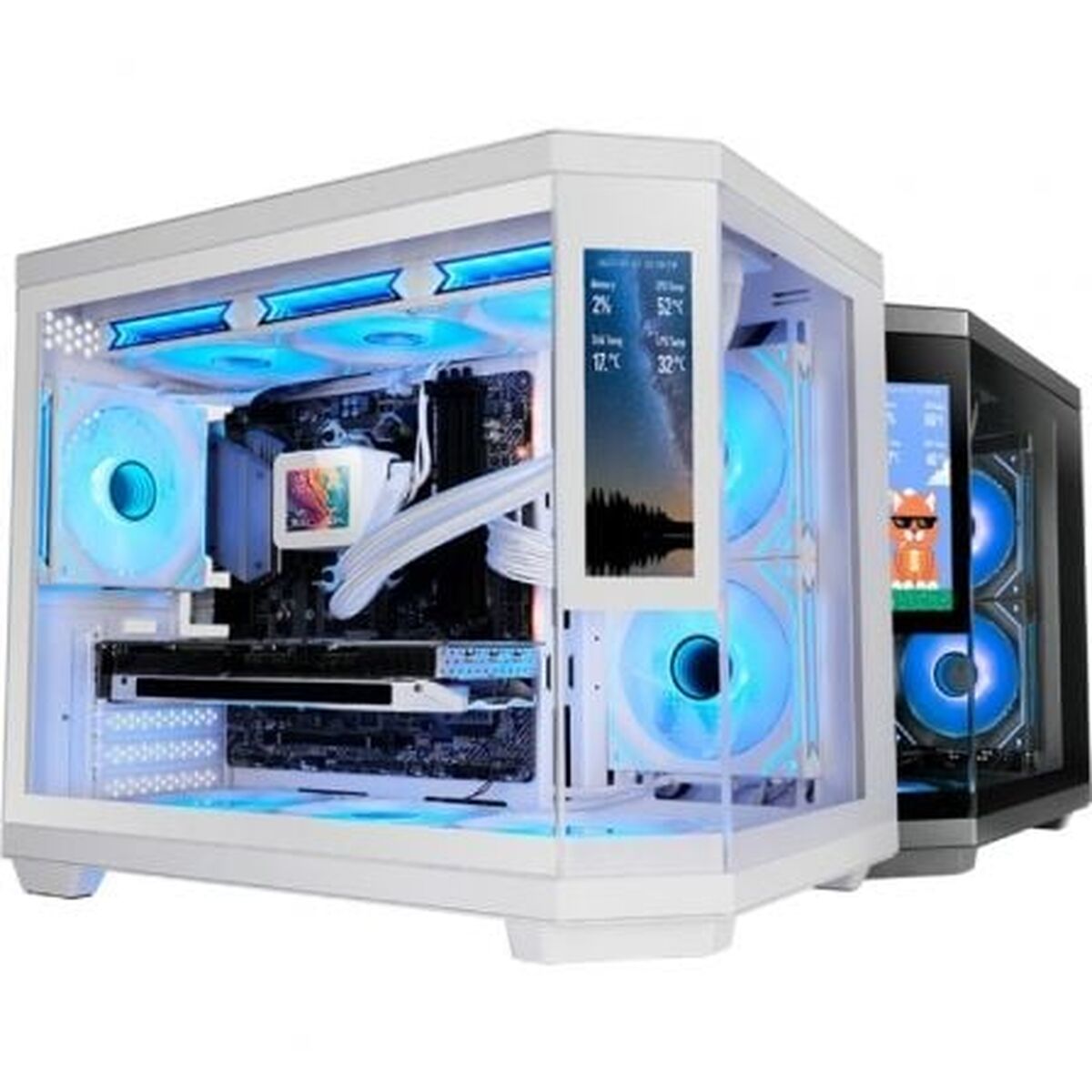 Case Computer Desktop Atx Mars Gaming Mc3tcorelcdmw Bianco