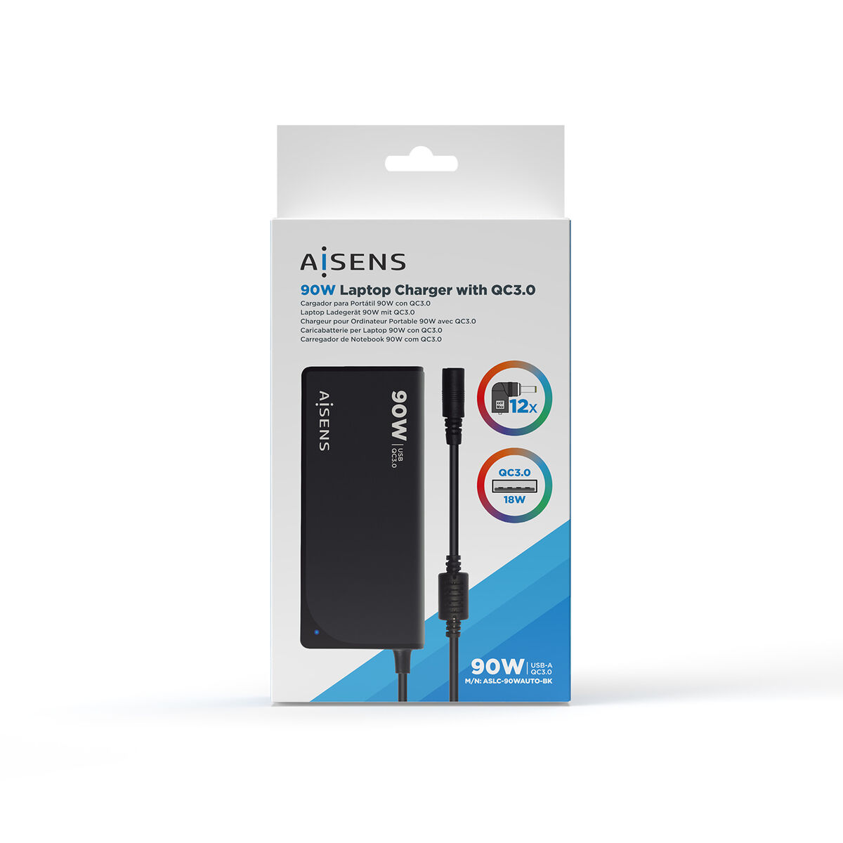 Caricabatterie Portatile Aisens AslC-90wautO-Bk Universale - Image 5