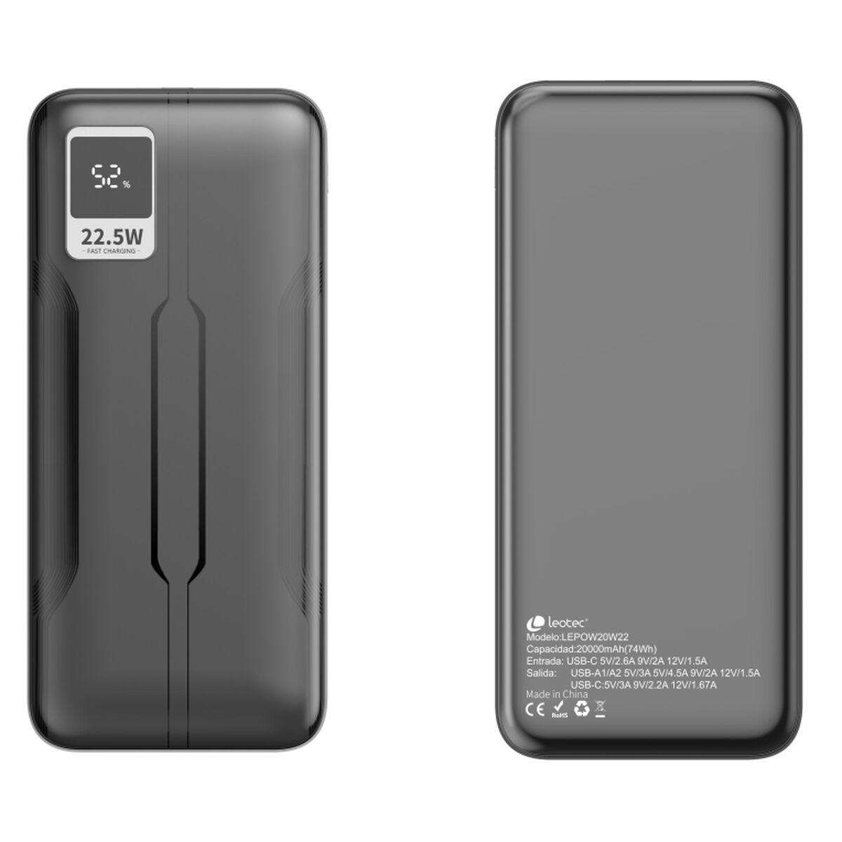 Powerbank Leotec Lepow20w22k Nero 20000 Mah