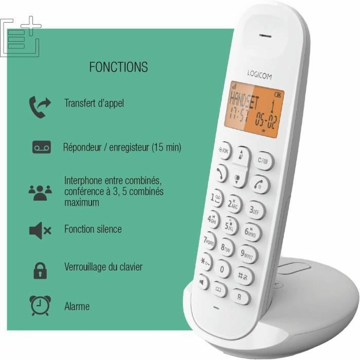Telefono Senza Fili Logicom Dect Iloa 155t Solo Bianco - Image 6