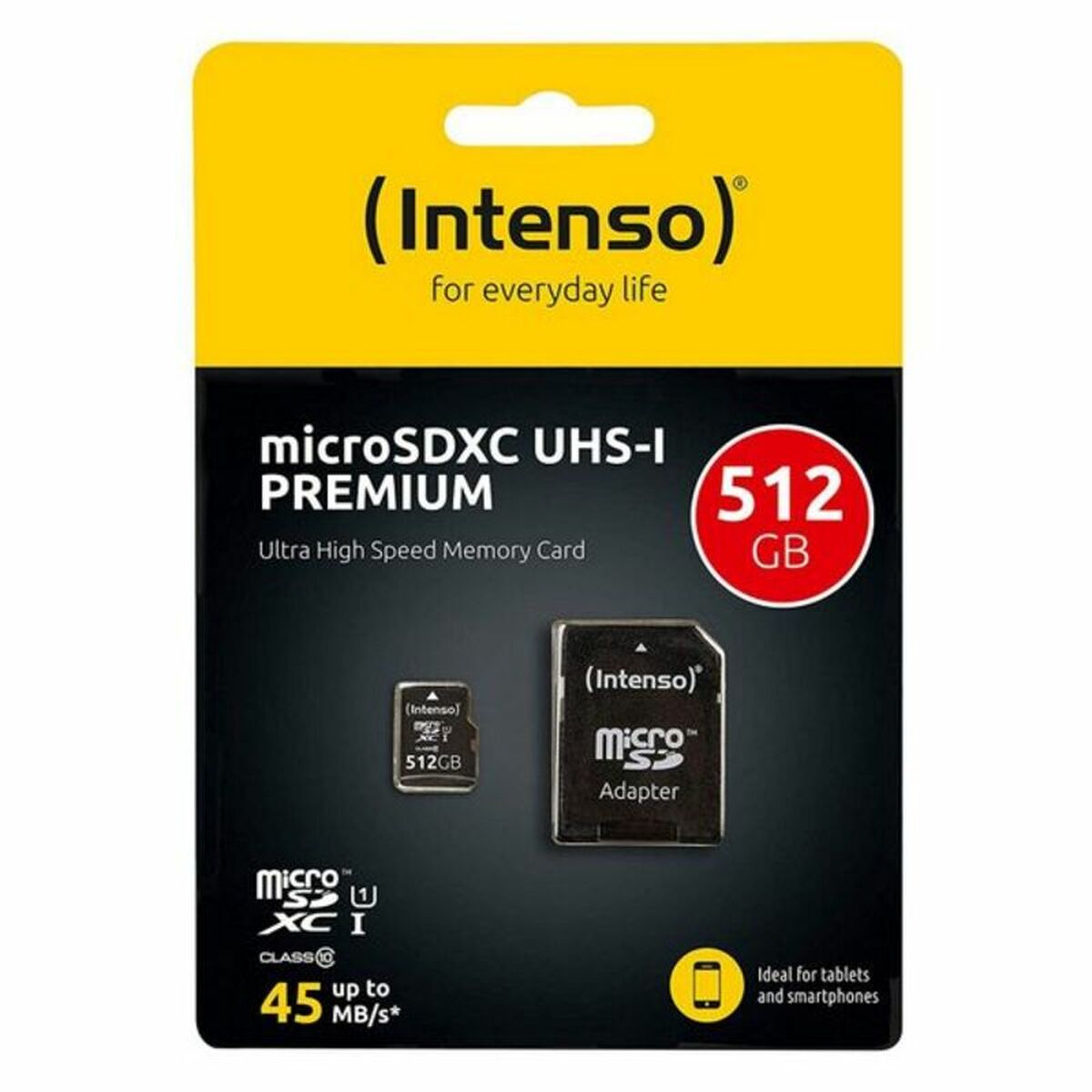 Scheda Di Memoria Micro Sd Con Adattatore Intenso 3423493 512 Gb 45 Mb/s 512 gb