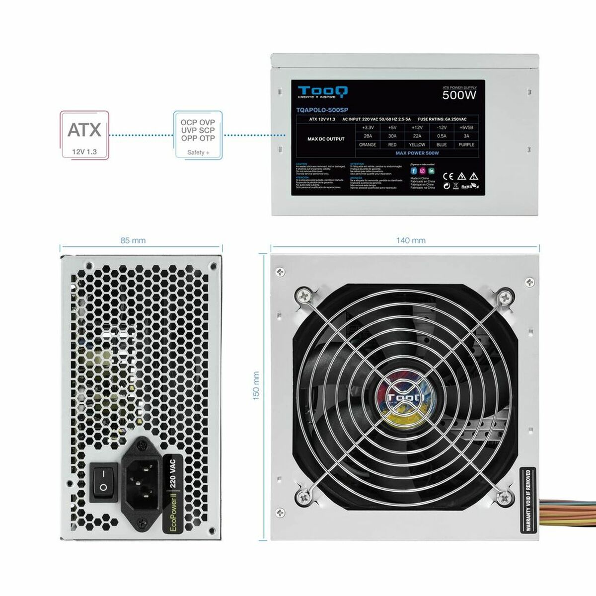 Fonte Di Alimentazione Tooq TqapolO-500sp Atx 500 W 500w - Image 3