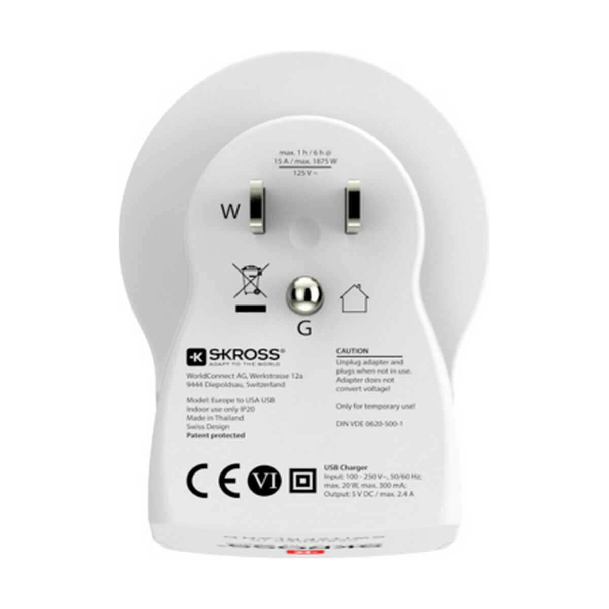 Adattatore Di Corrente Skross 1500281 Usb X 2 Europeo Stati Uniti - Image 4