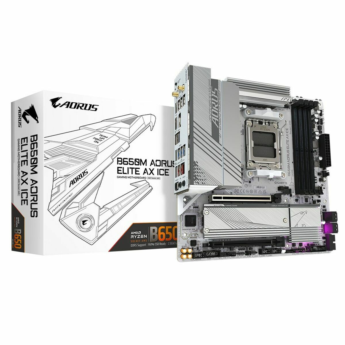 Scheda Madre Gigabyte B650m Aorus Elite Ax Ice Amd B650 Amd Am5 - Image 4