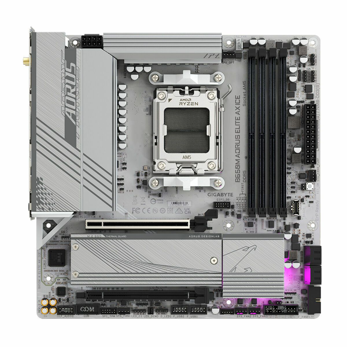 Scheda Madre Gigabyte B650m Aorus Elite Ax Ice Amd B650 Amd Am5 - Image 3