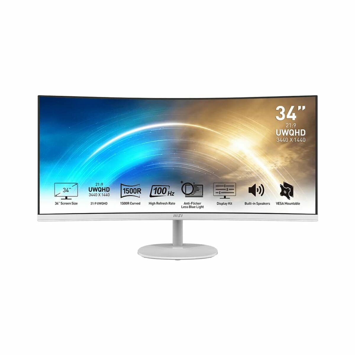 Monitor Msi Mp341cqw Bianco 34" Uwqhd va