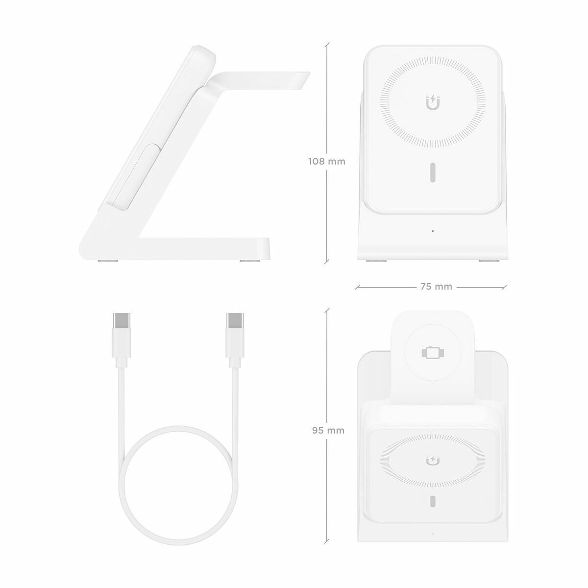 Caricabatterie Senza Fili Aisens AscH-15w4wc063-W Bianco 15 W