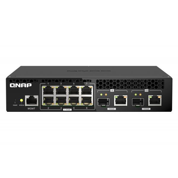 Qnap QsW-M2108R-2c Switch Di Rete Gestito L2 2.5g Ethernet [100/1000/2500] Supporto Power Over Ethernet [poe] Nero (qsW-M2108R-2c 8 Port 2.5gbps 2 po