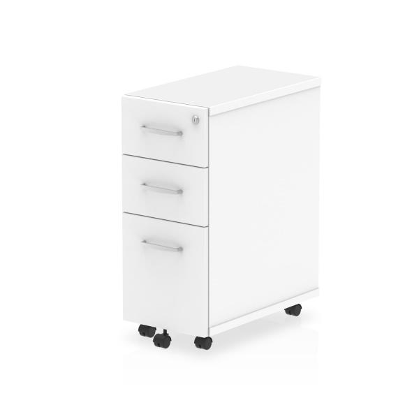 Dynamic I001655 Cassettiera Ufficio Bianco Truciolare Rivestito Di Melamina [mfc] (impulse 3 Drawer Narrow Under Desk Pedestal White I001655 Dd)