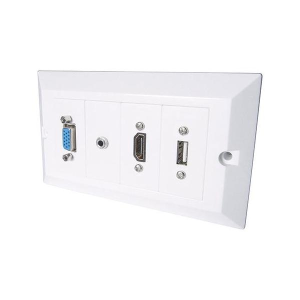 Connekt Gear 20-1100 Placca Copripresa E Copri Interruttori Bianco (10m Av SnaP-In Modular Cable Ki - Hdmi/vga/usb Type B/3.5mm + Usb)