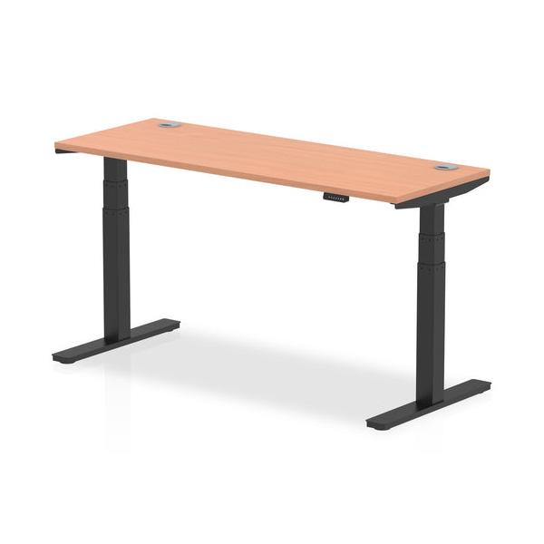 Dynamic Air Slimline Nero, Legno (dynamic Air 1600 X 600mm Height Adjustable Desk Beech Top Cable Ports Black Leg Ha01227 Dd)