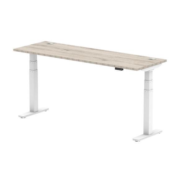 Dynamic Air Slimline Grigio, Bianco (dynamic Air 1800 X 600mm Height Adjustable Desk Grey Oak Top Cable Ports White Leg Ha01184 Dd)