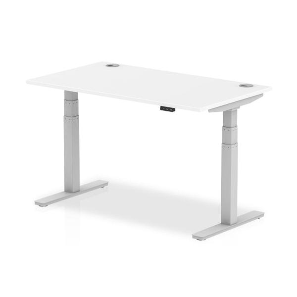 Dynamic Air Argento, Bianco (dynamic Air 1400 X 800mm Height Adjustable Desk White Top Cable Ports Silver Leg Ha01090 Dd)