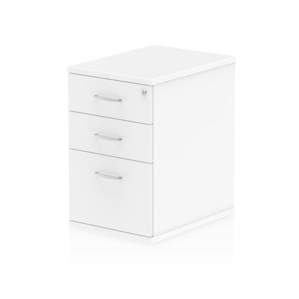 Dynamic I000189 Cassettiera Ufficio Bianco Truciolare Rivestito Di Melamina [mfc] (impulse 600mm Deep 3 Drawer Desk High Pedestal White I000189 Dd)