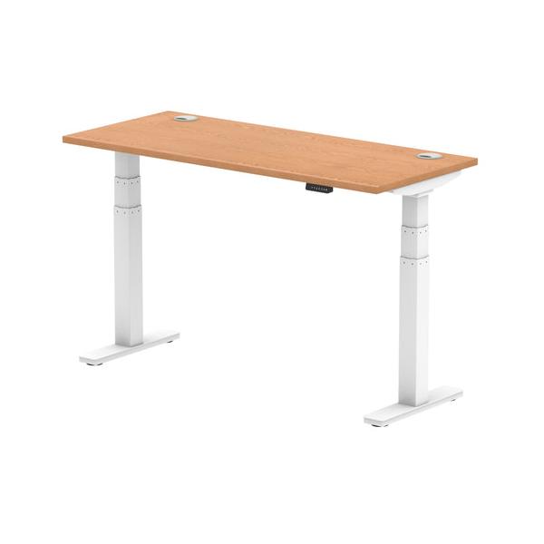 Dynamic Air Slimline Colore Quercia, Bianco (dynamic Air 1400 X 600mm Height Adjustable Desk Oak Top Cable Ports White Leg Ha01158 Dd)