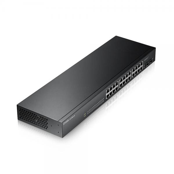 Zyxel GS-1900-24 V2 Gestito L2 Gigabit Ethernet [10/100/1000] 1u Nero (zyxel Gs1900-24 24-Port Gbe L2 Smart Switch Rackmount Fanless)