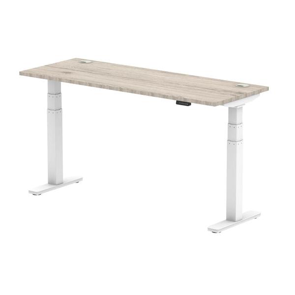Dynamic Air Slimline Grigio, Bianco (dynamic Air 1600 X 600mm Height Adjustable Desk Grey Oak Top Cable Ports White Leg Ha01183 Dd)
