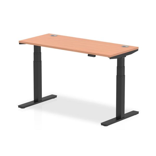 Dynamic Air Slimline Nero, Legno (dynamic Air 1400 X 600mm Height Adjustable Desk Beech Top Cable Ports Black Leg Ha01226 Dd)