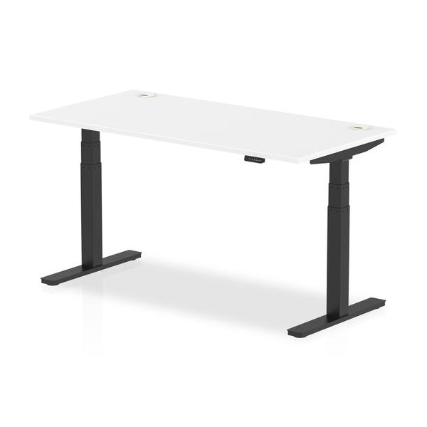 Dynamic Air Nero, Bianco (dynamic Air 1600 X 800mm Height Adjustable Desk White Top Cable Ports Black Leg Ha01215 Dd)